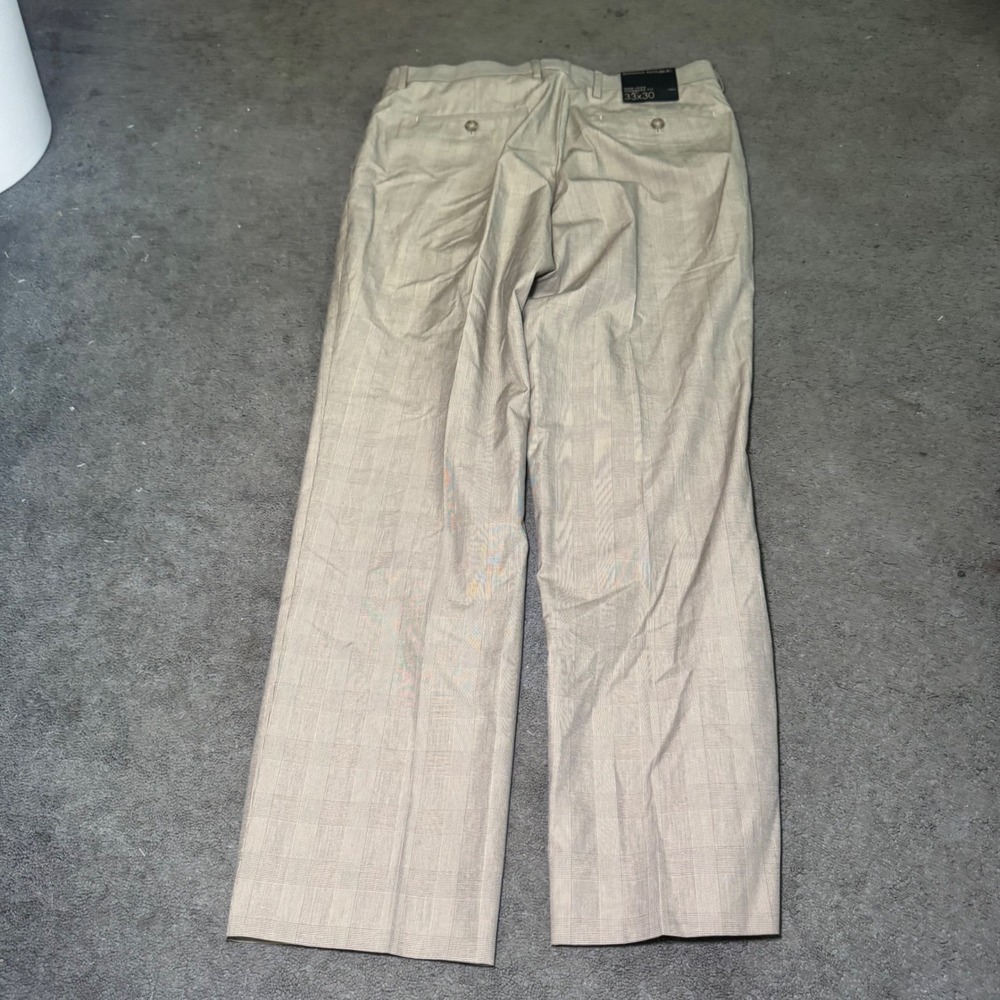 Banana Republic Non-Iron Standard Fit Pants Tan Glen Plaid Mens 33x30 NWT - Picture 4 of 5